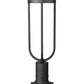 Z-Lite Leland 7" W x 23" H 1-Light LED Sand Black and Sand Blast Glass Shade Outdoor Pier Mounted Fixture