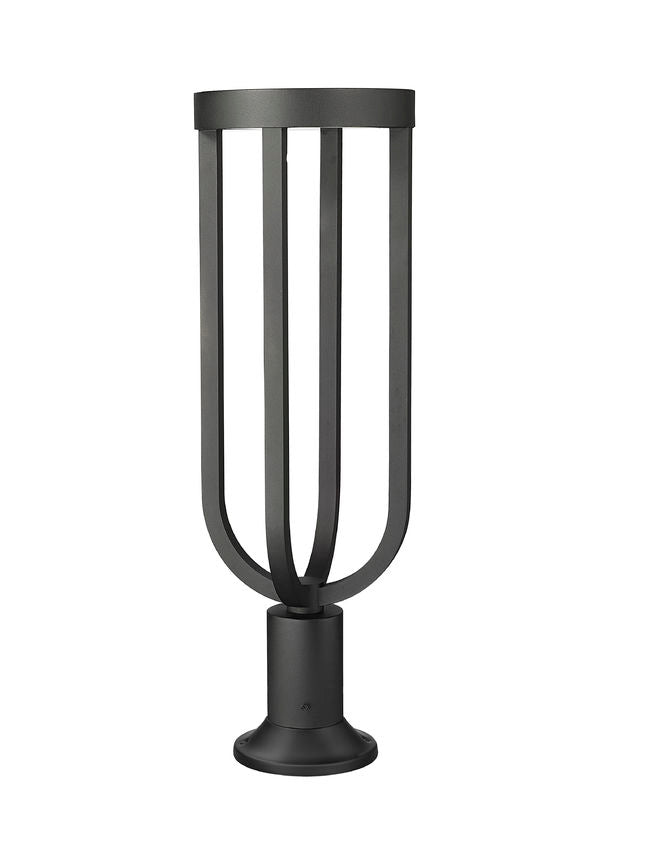 Z-Lite Leland 9" 1-Light LED Sand Black Outdoor Round Pier Mounted Fixture
