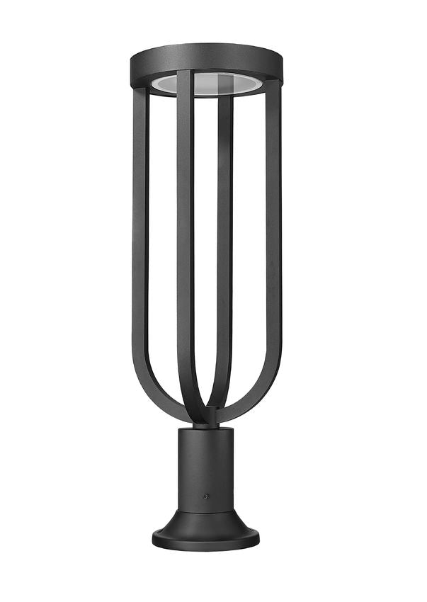 Z-Lite Leland 9" 1-Light LED Sand Black Outdoor Round Pier Mounted Fixture