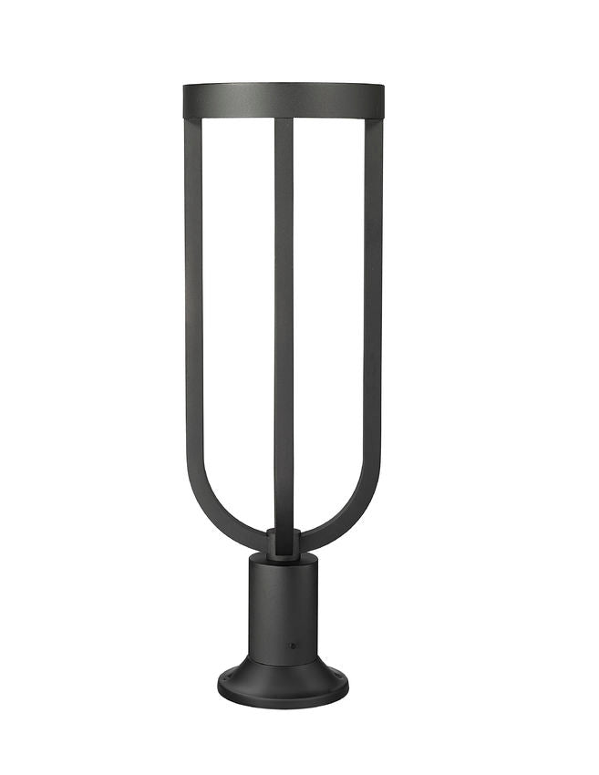 Z-Lite Leland 9" 1-Light LED Sand Black Outdoor Round Pier Mounted Fixture