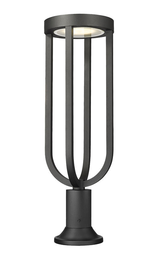 Z-Lite Leland 9" 1-Light LED Sand Black Outdoor Round Pier Mounted Fixture
