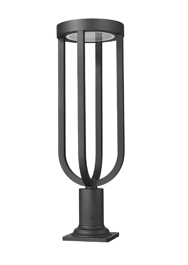 Z-Lite Leland 9" 1-Light LED Sand Black Outdoor Square Pier Mounted Fixture
