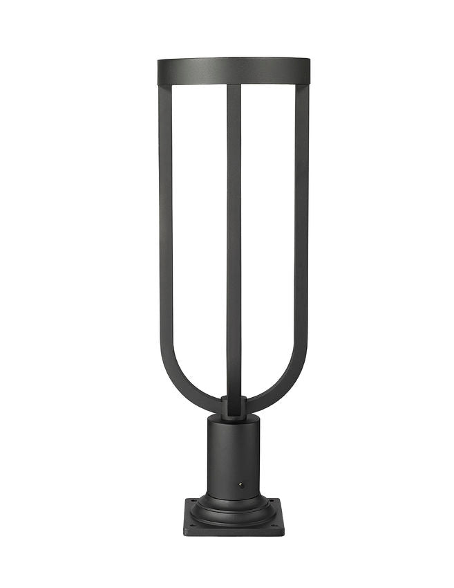 Z-Lite Leland 9" 1-Light LED Sand Black Outdoor Square Pier Mounted Fixture