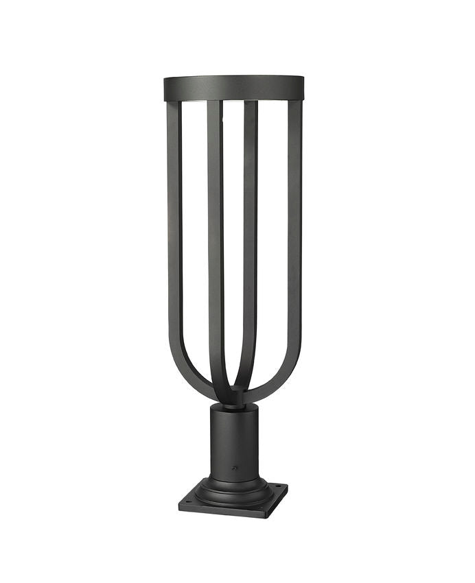Z-Lite Leland 9" 1-Light LED Sand Black Outdoor Square Pier Mounted Fixture