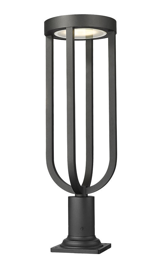 Z-Lite Leland 9" 1-Light LED Sand Black Outdoor Square Pier Mounted Fixture