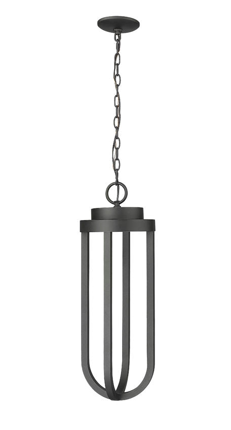 Z-Lite Leland 9" 1-Light LED Sand Black and Sand Blast Glass Shade Outdoor Chain Mount Ceiling Fixture