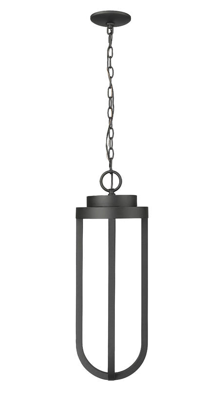 Z-Lite Leland 9" 1-Light LED Sand Black and Sand Blast Glass Shade Outdoor Chain Mount Ceiling Fixture