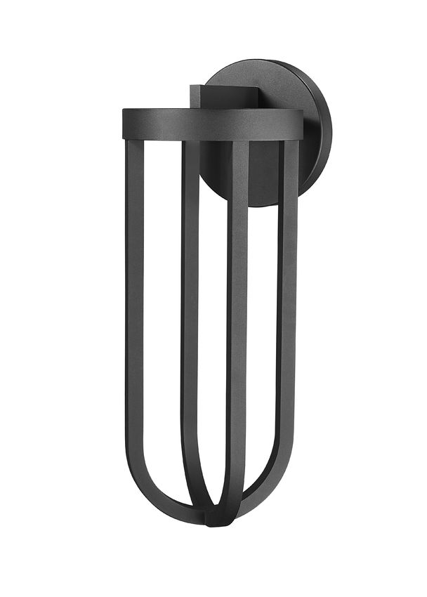 Z-Lite Leland 9" 1-Light LED Sand Black and Sand Blast Glass Shade Outdoor Wall Light