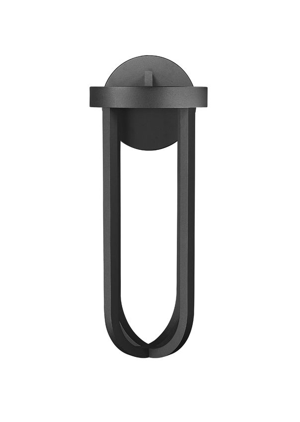Z-Lite Leland 9" 1-Light LED Sand Black and Sand Blast Glass Shade Outdoor Wall Light