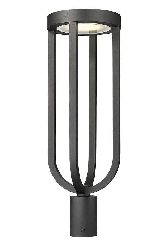 Z-Lite Leland 9" W x 26" H 1-Light LED Sand Black Outdoor Post Mount Fixture