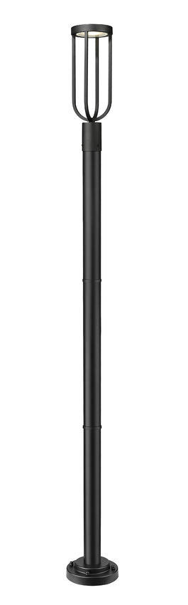 Z-Lite Leland 9" W x 92" H 1-Light LED Sand Black and Sand Blast Glass Shade Outdoor Post Mounted Fixture