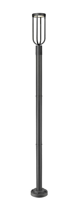 Z-Lite Leland 9" W x 92" H 1-Light LED Sand Black and Sand Blast Glass Shade Outdoor Post Mounted Fixture