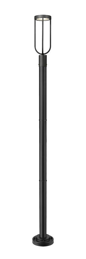 Z-Lite Leland 9" W x 92" H 1-Light LED Sand Black and Sand Blast Glass Shade Outdoor Post Mounted Fixture