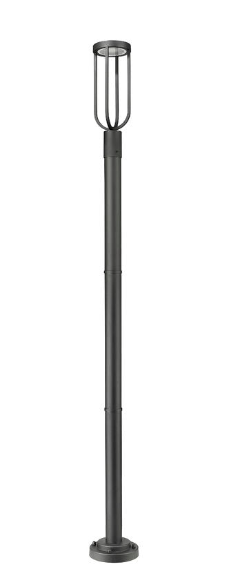Z-Lite Leland 9" W x 92" H 1-Light LED Sand Black and Sand Blast Glass Shade Outdoor Post Mounted Fixture