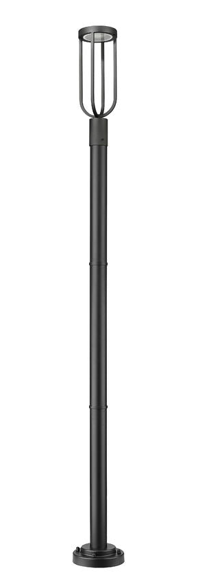 Z-Lite Leland 9" W x 92" H 1-Light LED Sand Black and Sand Blast Glass Shade Outdoor Post Mounted Fixture