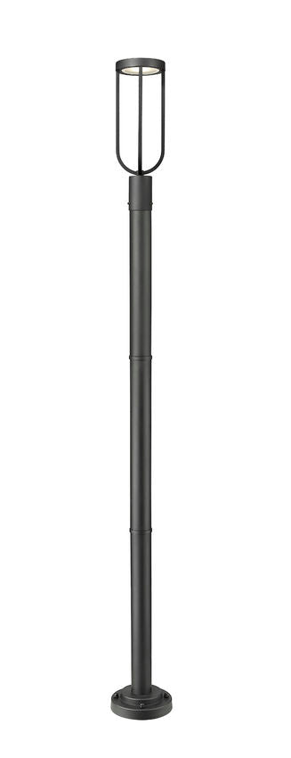 Z-Lite Leland 9" W x 92" H 1-Light LED Sand Black and Sand Blast Glass Shade Outdoor Post Mounted Fixture