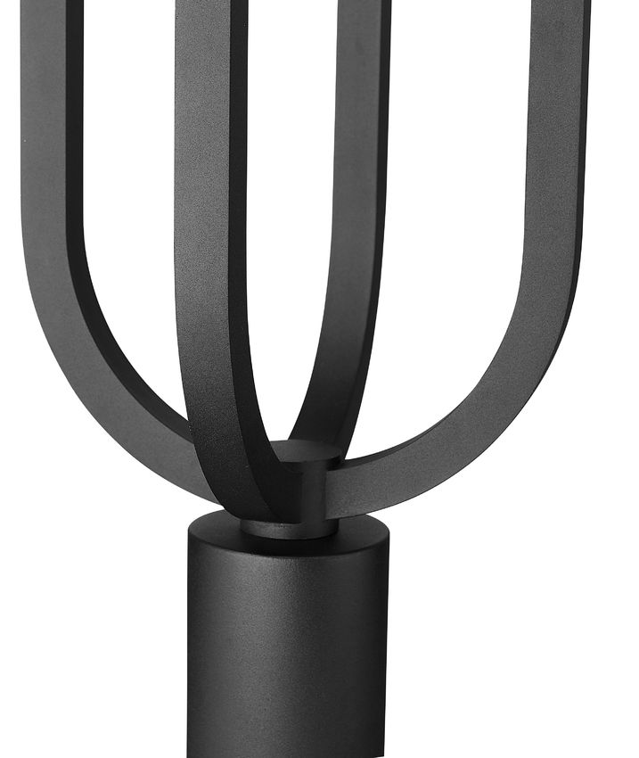 Z-Lite Leland 9" W x 92" H 1-Light LED Sand Black and Sand Blast Glass Shade Outdoor Post Mounted Fixture