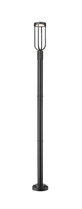 Z-Lite Leland 9" W x 92" H 1-Light LED Sand Black and Sand Blast Glass Shade Outdoor Post Mounted Fixture