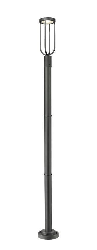 Z-Lite Leland 9" W x 92" H 1-Light LED Sand Black and Sand Blast Glass Shade Outdoor Post Mounted Fixture