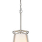 Z-Lite Lenyx Pendant 10" 1-Light Brushed Nickel Mini Pendant Light With White Fabric Shade