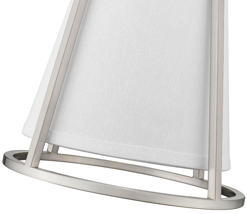 Z-Lite Lenyx Pendant 10" 1-Light Brushed Nickel Mini Pendant Light With White Fabric Shade