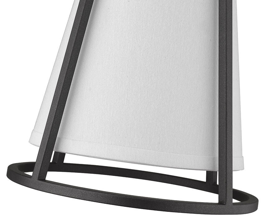 Z-Lite Lenyx Pendant 10" 1-Light Iron Ore Mini Pendant Light With White Fabric Shade