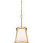 Z-Lite Lenyx Pendant 10" 1-Light Rubbed Brass Mini Pendant Light With White Fabric Shade