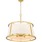 Z-Lite Lenyx Pendant 26" 6-Light Rubbed Brass Pendant Light With White Fabric Shade