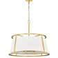 Z-Lite Lenyx Pendant 26" 6-Light Rubbed Brass Pendant Light With White Fabric Shade
