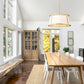 Z-Lite Lenyx Pendant 26" 6-Light Rubbed Brass Pendant Light With White Fabric Shade
