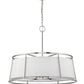 Z-Lite Lenyx Pendant 32" 8-Light Brushed Nickel Pendant Light With White Fabric Shade
