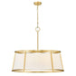 Z-Lite Lenyx Pendant 32" 8-Light Rubbed Brass Pendant Light With White Fabric Shade