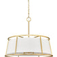 Z-Lite Lenyx Pendant 32" 8-Light Rubbed Brass Pendant Light With White Fabric Shade