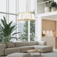 Z-Lite Lenyx Pendant 32" 8-Light Rubbed Brass Pendant Light With White Fabric Shade
