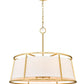 Z-Lite Lenyx Pendant 32" 8-Light Rubbed Brass Pendant Light With White Fabric Shade