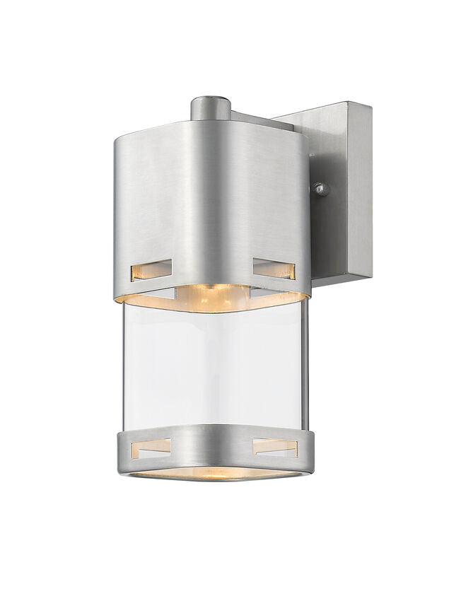 Z-Lite Lestat 4" 1-Light LED Brushed Aluminum Outdoor Wall Sconce With Clear Glass Shade