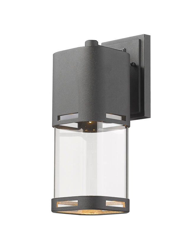 Z-Lite Lestat 5" W x 14" H 1-Light LED Black Outdoor Wall Sconce With Clear Glass Shade