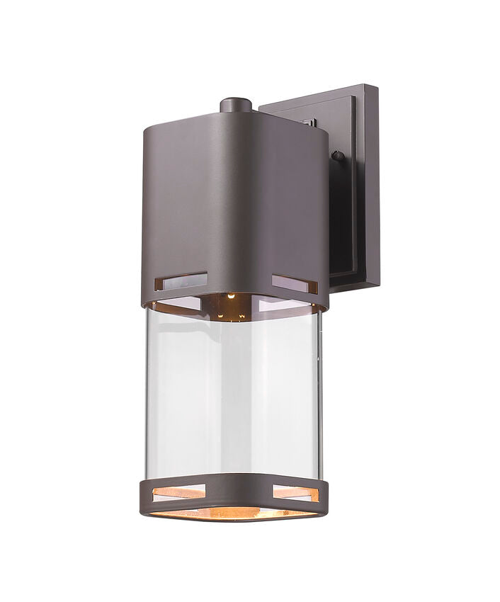 Z-Lite Lestat 5" W x 14" H 1-Light LED Deep Bronze Outdoor Wall Sconce With Clear Glass Shade