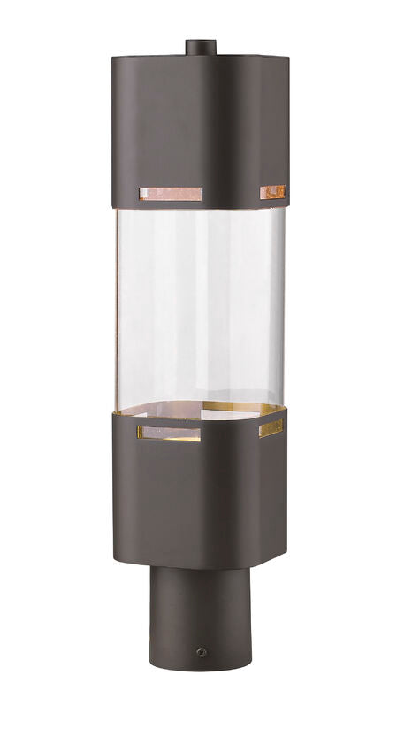 Z-Lite Lestat 5" W x 20" H 1-Light LED Deep Bronze Outdoor Post Mount Fixture With Clear Glass Shade
