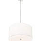 Z-Lite Linden 12" 1-Light LED Integrated Brushed Nickel Steel Frame White Fabric and Glass Shade Pendant Light