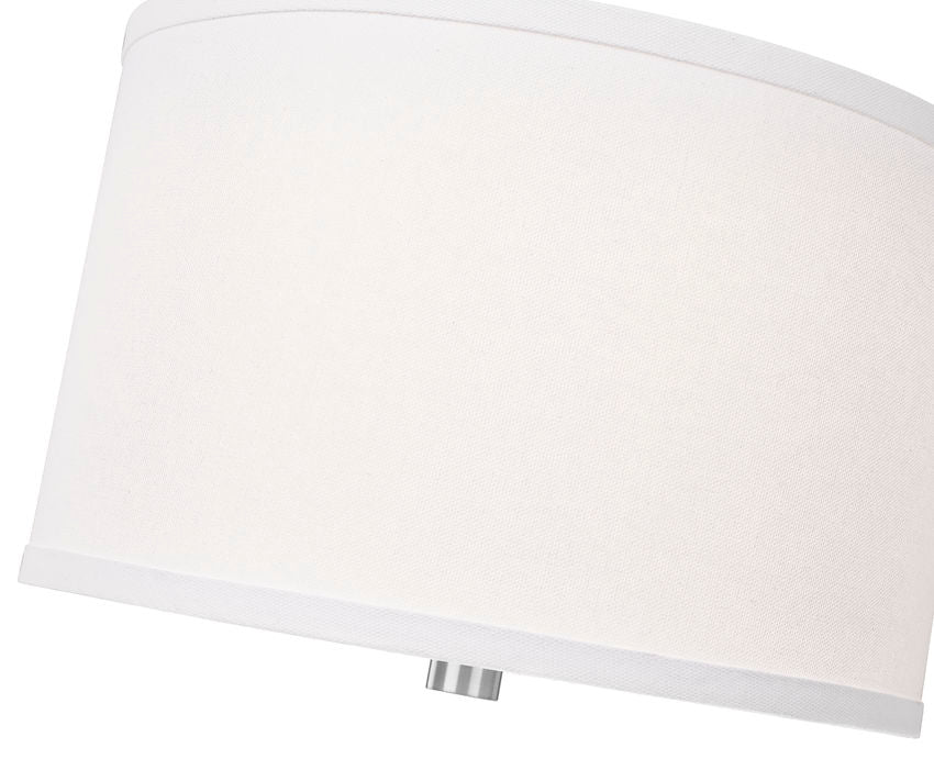 Z-Lite Linden 12" 1-Light LED Integrated Brushed Nickel Steel Frame White Fabric and Glass Shade Pendant Light