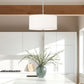 Z-Lite Linden 12" 1-Light LED Integrated Brushed Nickel Steel Frame White Fabric and Glass Shade Pendant Light