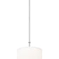 Z-Lite Linden 12" 1-Light LED Integrated Brushed Nickel Steel Frame White Fabric and Glass Shade Pendant Light