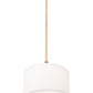 Z-Lite Linden 12" 1-Light LED Integrated Modern Gold Steel Frame White Fabric and Glass Shade Pendant Light