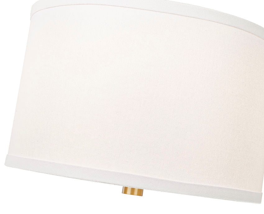Z-Lite Linden 12" 1-Light LED Integrated Modern Gold Steel Frame White Fabric and Glass Shade Pendant Light