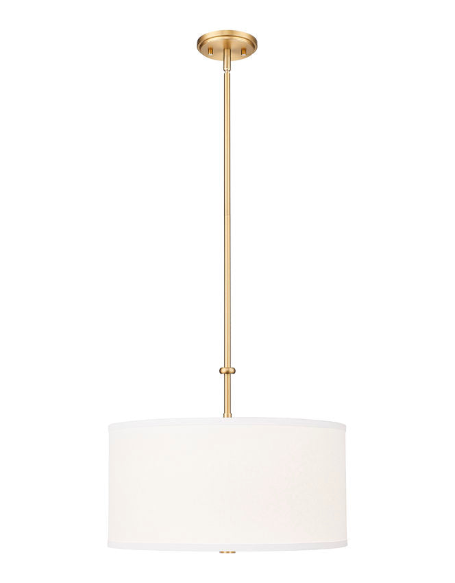 Z-Lite Linden 18" 1-Light LED Integrated Modern Gold Steel Frame White Fabric and Glass Shade Pendant Light