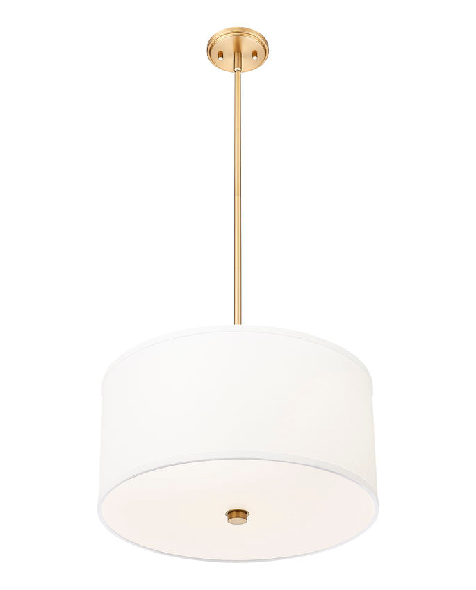 Z-Lite Linden 18" 1-Light LED Integrated Modern Gold Steel Frame White Fabric and Glass Shade Pendant Light