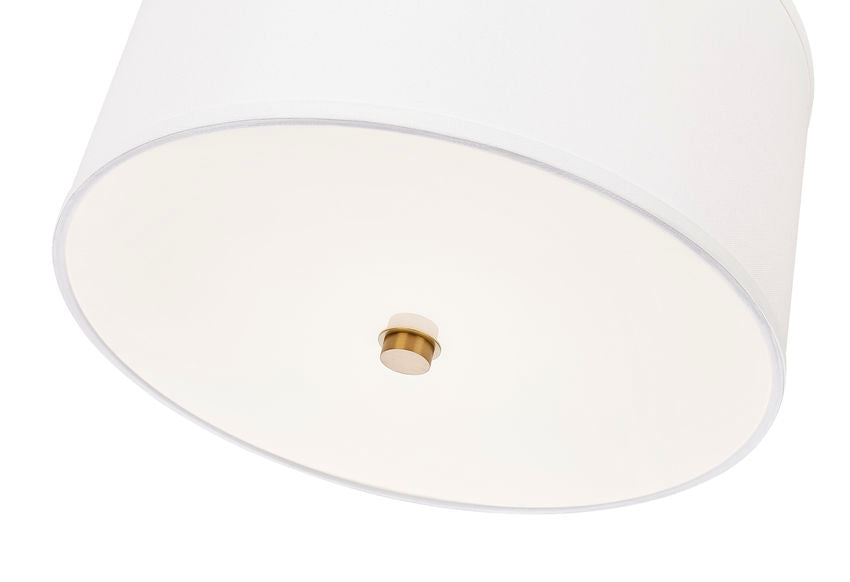 Z-Lite Linden 18" 1-Light LED Integrated Modern Gold Steel Frame White Fabric and Glass Shade Pendant Light