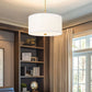Z-Lite Linden 18" 1-Light LED Integrated Modern Gold Steel Frame White Fabric and Glass Shade Pendant Light