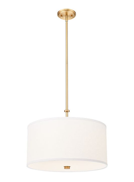 Z-Lite Linden 18" 1-Light LED Integrated Modern Gold Steel Frame White Fabric and Glass Shade Pendant Light